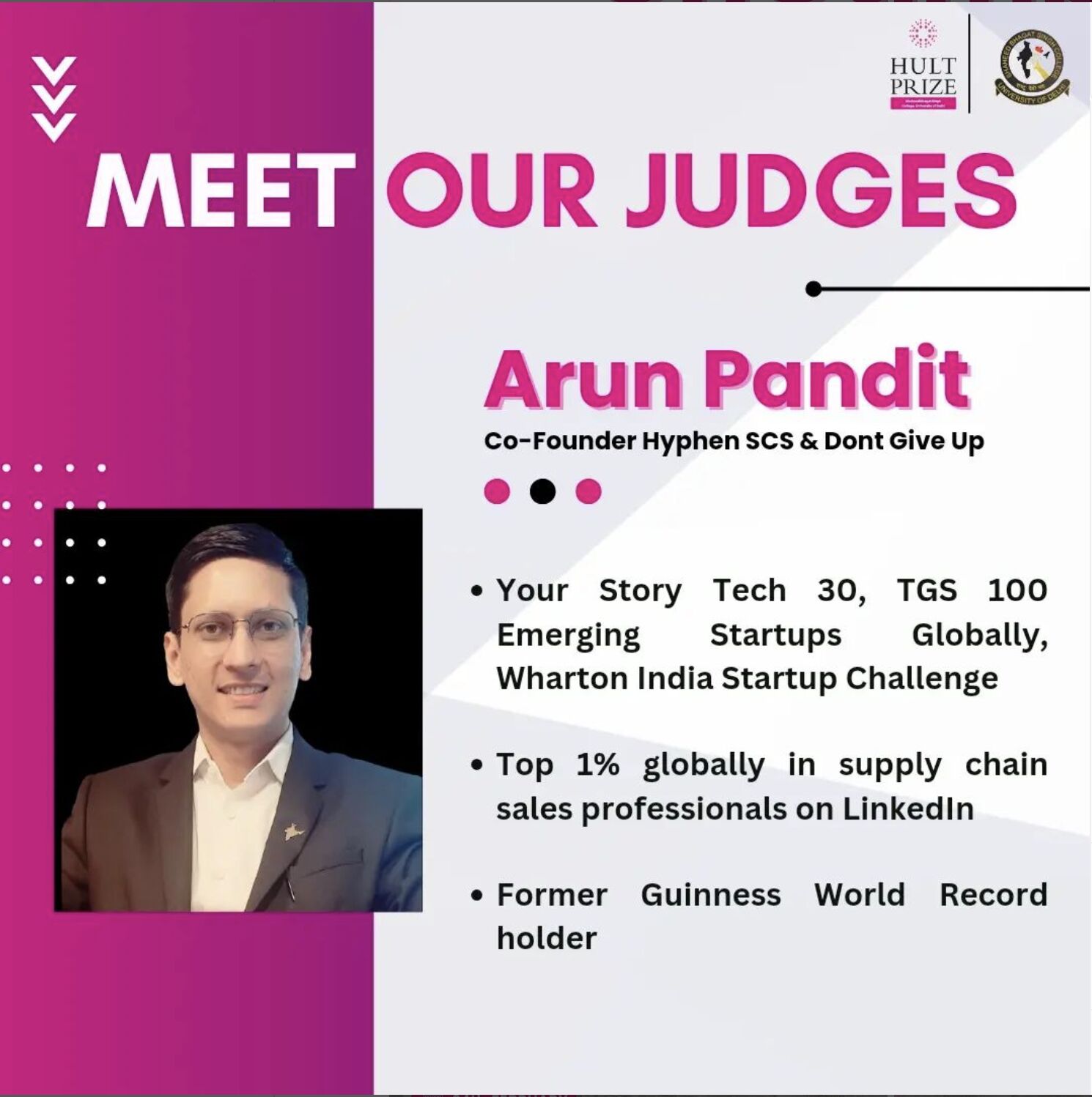 Hyphen SCS Co-founder Arun Pandit to Judge the OnCampus Hult Prize Competition at Shaheed Bhagat Singh College